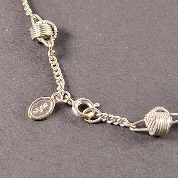 Chain Necklace Avon Vintage Silver Tone Knot 17" Spring Clasp Minimalist - Picture 3 of 10